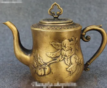 

Chinese Carving Peach Peachs Fruit Handle Pot Pots Jar Jug Kettle Flask
