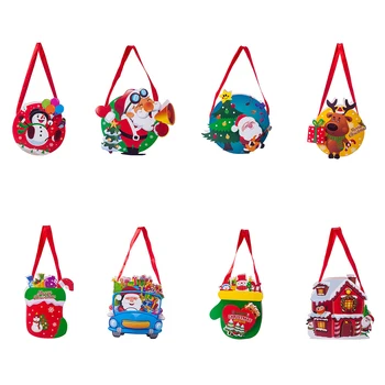 

Merry Christmas Santa Claus Snowman Elk Gift Bags Candy Storage Pouch Xmas Decor