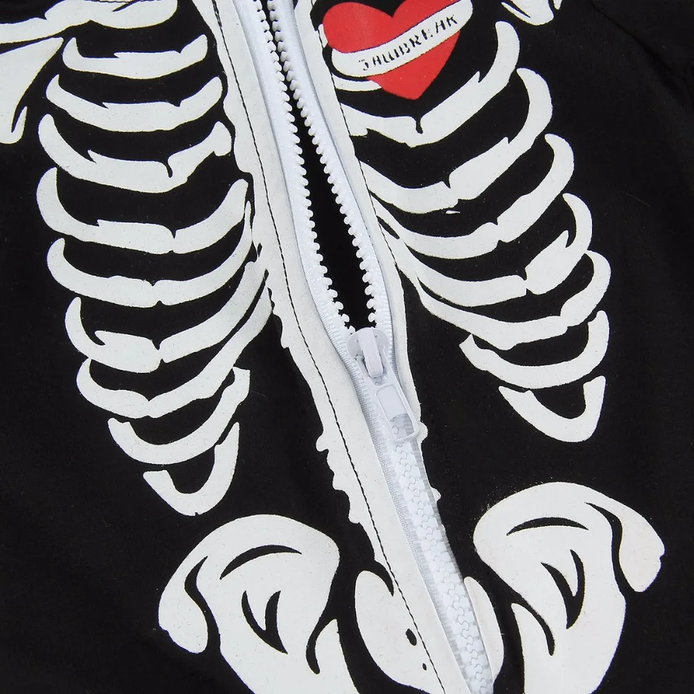 Puseky 0-24 m recién nacido bebé mameluco de manga larga Halloween calavera ropa cremallera Bebes algodón mono una pieza