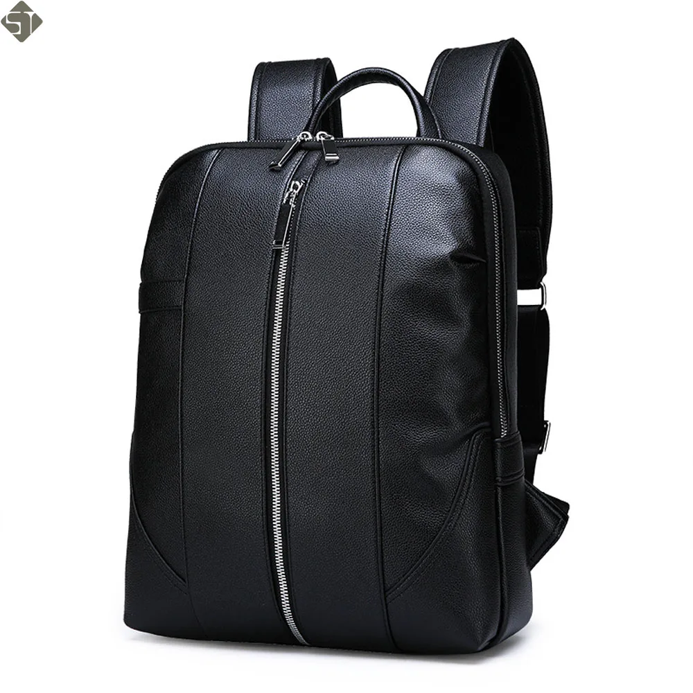 

Brand Men Backpack PU Leather Male Functional bags Waterproof Black Backpack Men School Bags Laptop For Teenager Travel Bags