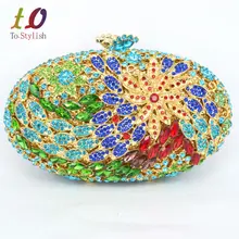 Stilvolle Oval Blume Abendtasche Luxus Strass Bankett Tasche für Party Geldbeutel Silber Frauen Hochzeit Bling Clutch Tasche 88172