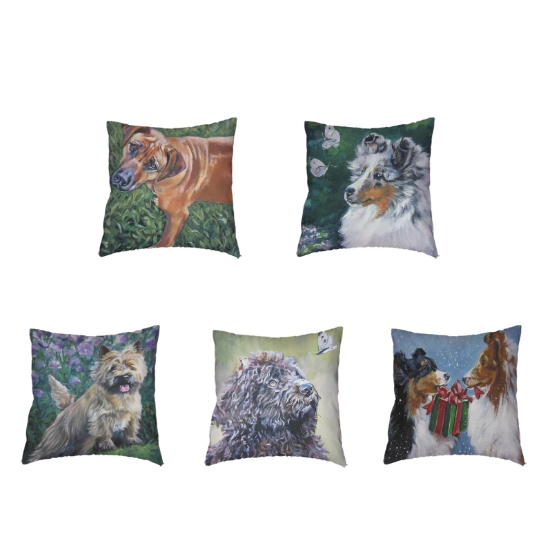 

Siberian Husky Cushion Cover Polyester Peach Hericium Terrier Norwegian Stem Pillowcase Office Living Room Sofa Chair Decoration