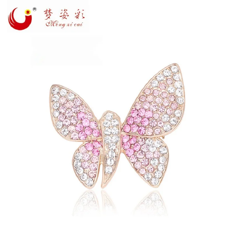 

MZC Lovely Crystal Butterfly Chic Full Rhinestone Brosh Broches Mujer Hijab Pin Collar Badge Lapel Pin Corsage Accessories