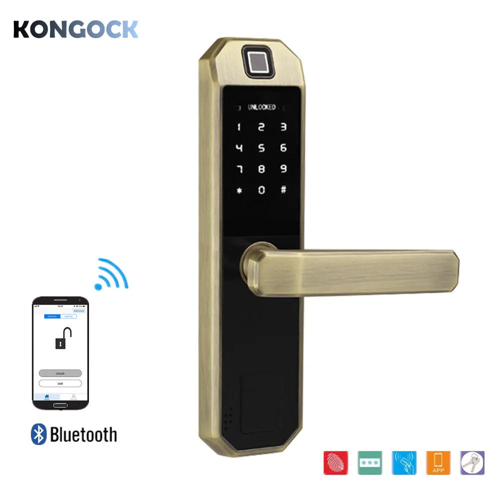 

Fingerprint Bluetooth APP smart keyless door lock, electronic password card & key access for home and hotel and apartment etc