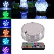 4 шт. 10 светодио дный Дистанционное управление RGB погружные свет Батарея работает под водой ночника ваза чаша Открытый сад вечерние Декор