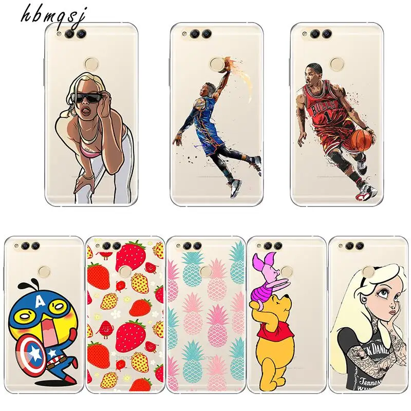 

Cool case for huawei honor 7x back cover silicone soft tpu Jordan Pooh cute Superman Pineapple for honor 7x phone back cover