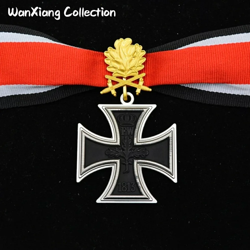 WW1 german iron cross medal double swords oak leaf badge with box