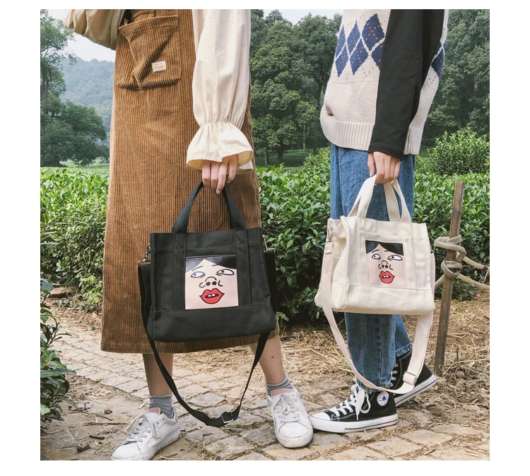 2018 Messenger Bags for Women Preppy Style Girls Ladies Canvas Shopping Travel Casual Totes Girls Zipper Shoulder Crossbody Bags_32
