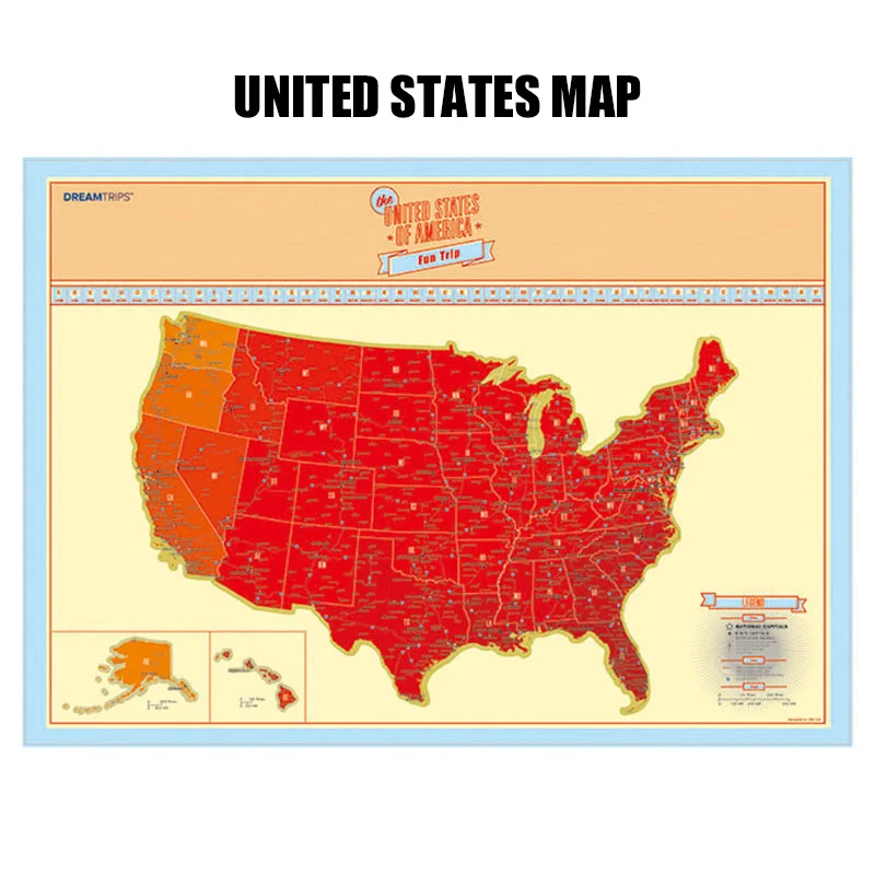 

1pcs United States Travel Scratch Map Gold Foil Travel Map Scratch Off Foil Layer Coating World Map School Office Supplies