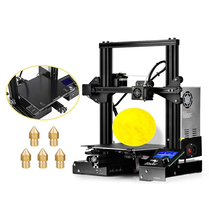 

Creality 3D Ender - 3X 3D Printer Ender-3 Upgraded Version with Tempered Glass Bed + 5pcs 0.4mm Nozzle 3X DIY 3D Printer Kit