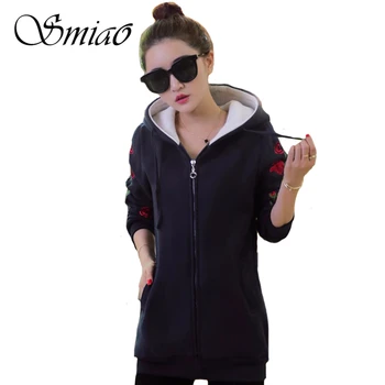 

2018 Fashion Embroidery Hoodie Women Sweatshirts Plus Size Long Sleeve Thicken Hoodie Winter Women's Pullover Tops S-4XL