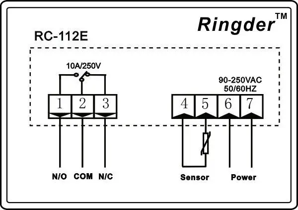 RC-112E 90-250V10A Wiring Diagram