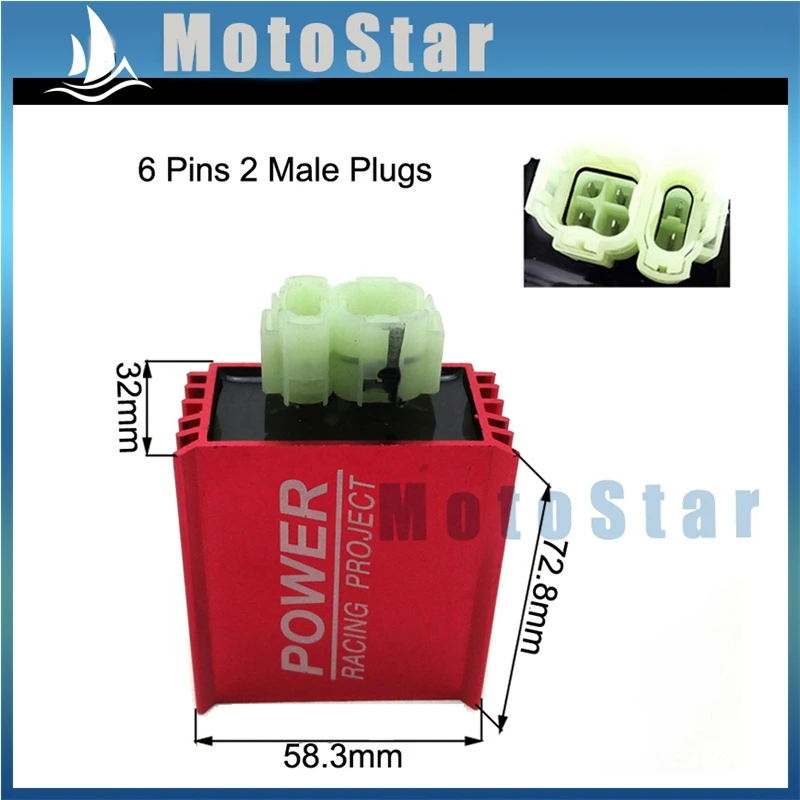 

6 Pins 2 Male Plug AC Ignition CDI Box For GY6 50cc 125cc 150cc Moped Scooter ATV Quad 4 Wheeler Go Kart