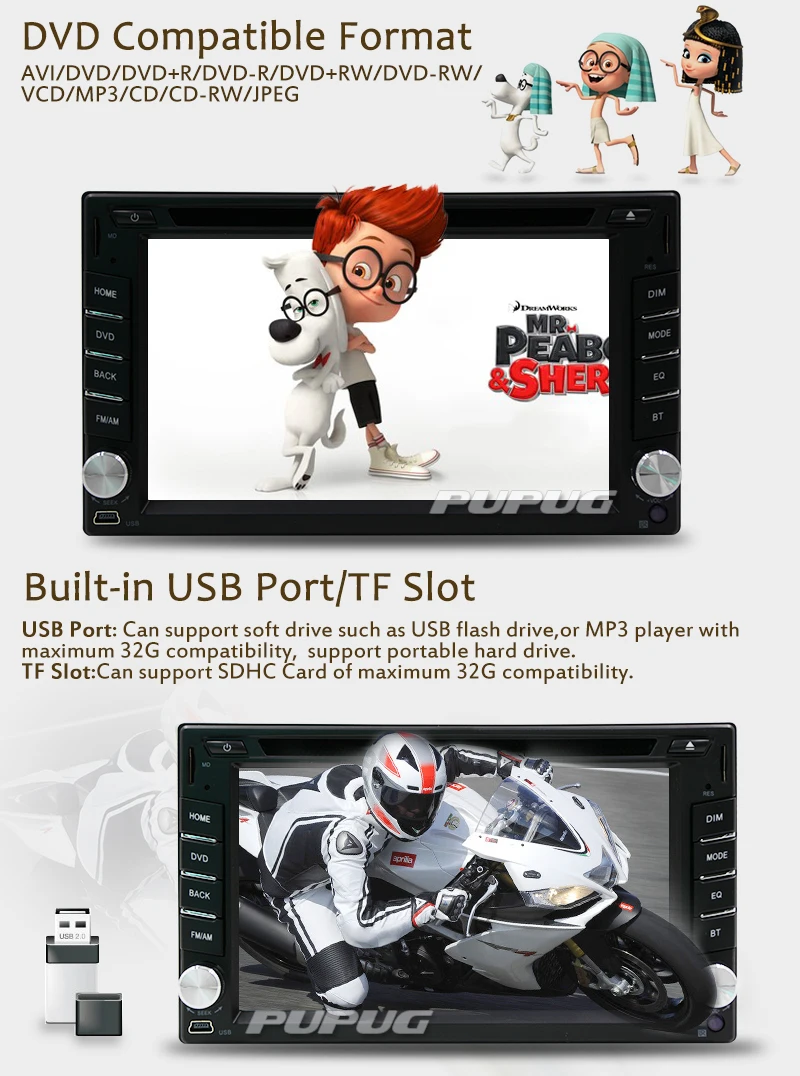Cheap Double 2 DIN Car dvd radio GPS Navigation Audio Radio Player Car USB SD Stereo Radio Built in GPS Bluetooth AM/FM steeing wheel 3