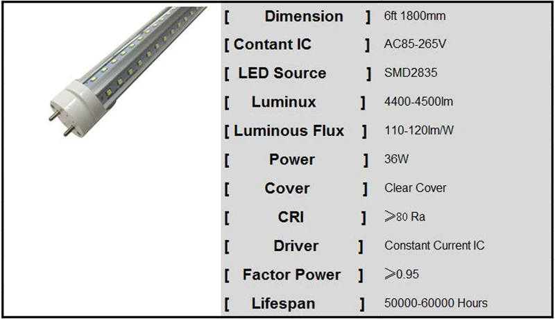 Светодиодные трубки t8 свет V-тени Разделение светодиодные трубки, лампы 6ft 1800 мм 36 Вт 288 светодиодов высокой яркости лампа SMD2835 AC85-265V g13energy