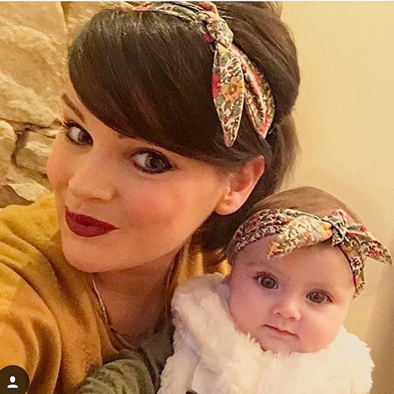 

New Mum and me Headbands Topknot Floral Headband for Mom and kids Hair Accessories Mom and kids Turban Headband 1 Set