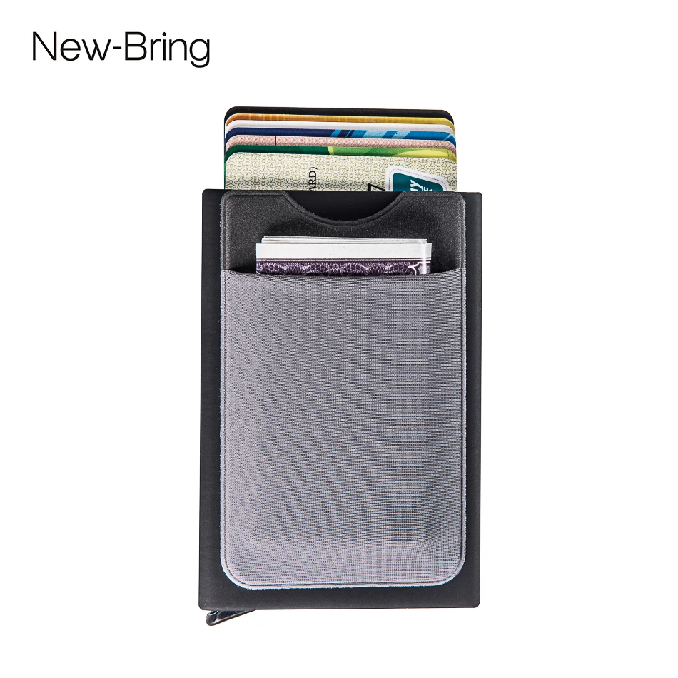 

NewBring Automatic Pop up Credit Card Holder Sleeve with RFID Blocking Front Pocket Slide Wallet for Men or Women