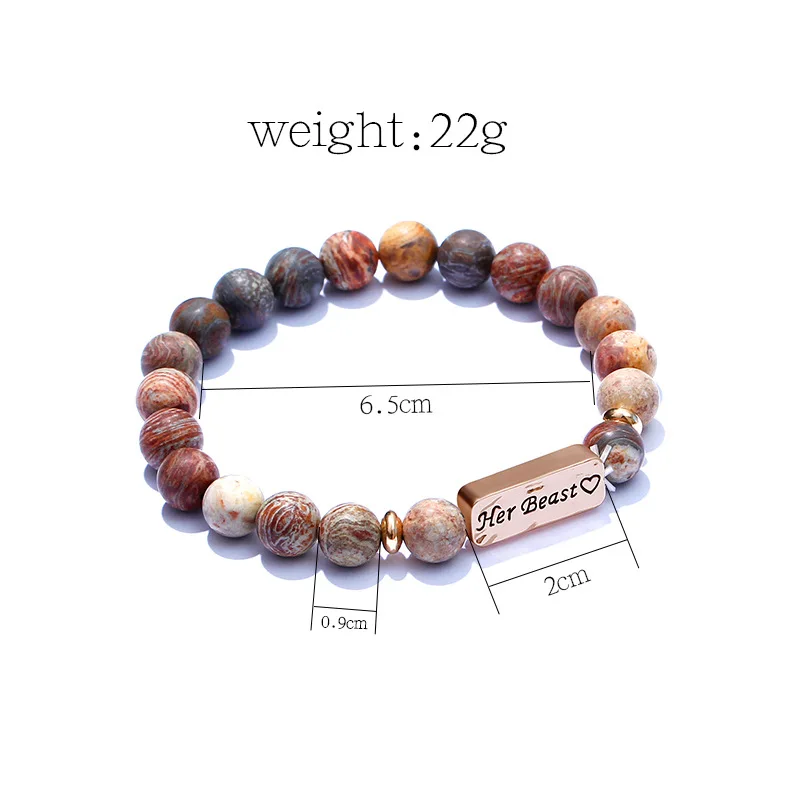 

G.YCX Vintage Letters FAITH FOREVER Name Bracelet Natural Stone 8mm Healing Distance Bracelets Femme Men Friendship Couple Gifts