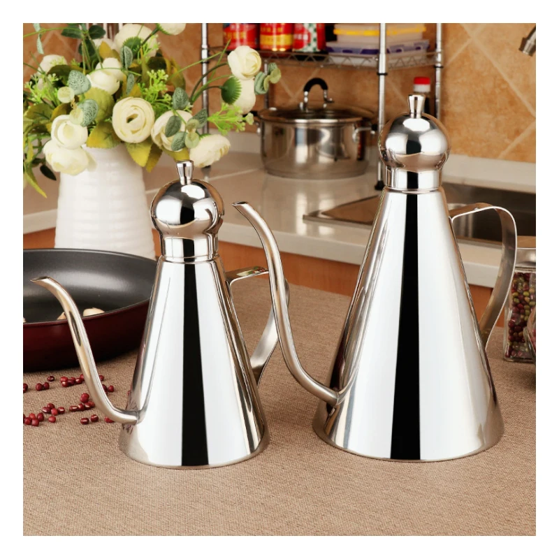 

1 Pcs 304 stainless steel sauce pot, tapered 500ml/1000ml two specifications, olive oil, domestic kitchen seasoning bottle