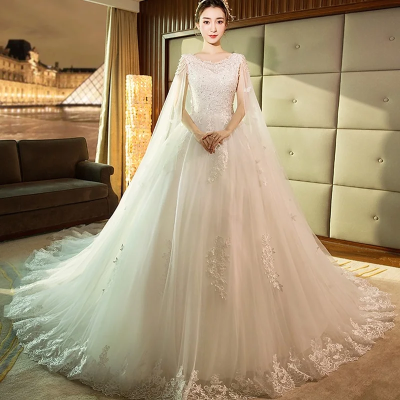 Свадебное платье с накидкой для девочек; Robe Mariage в стиле «принцесс» с рисунком звездного неба с аппликацией и вышивкой платье узоры церковь для выпускного бала Роскошные свадебное платье TS998