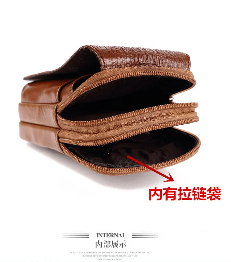 Известный бренд, дизайнерская мужская поясная сумка из натуральной кожи с узором «крокодиловая кожа», 6 дюймов, мужские карманные портсигар для мобильного телефона