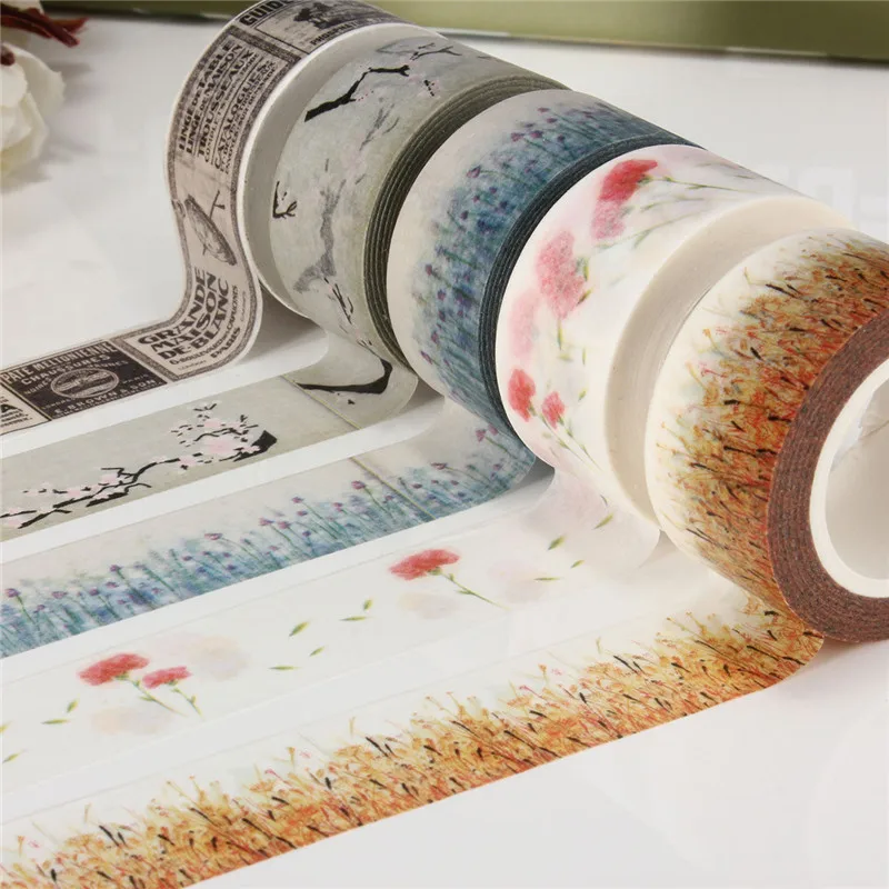 DIY Бумага ретро ткань цветок клейкая лента Винтаж сливы Гвоздика декоративные ленты для школы канцелярских