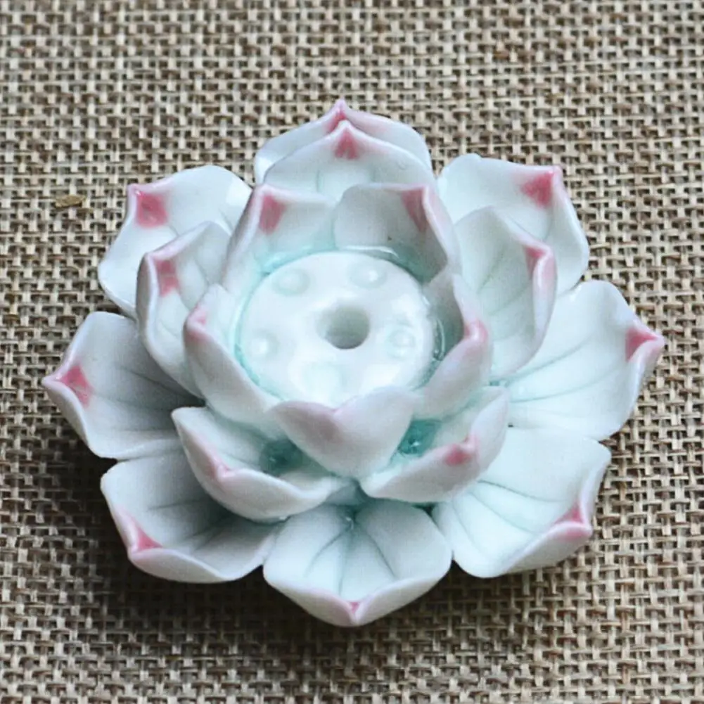 

LanLan Ceramic Incense Burner Stick Holder Lotus Incense Burner Ash Catcher Plate with 1/3 Holes