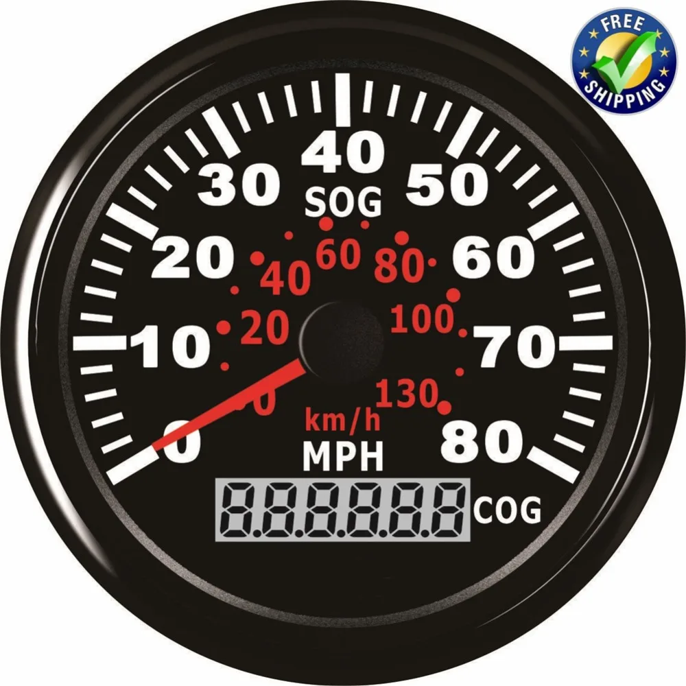 85mm GPS Speedometers Speed Odometers 0 80MPH Waterproof Speed