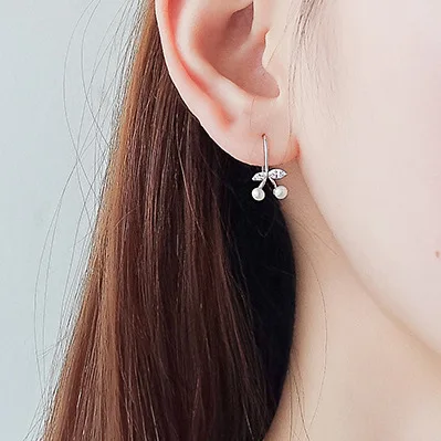 Cherry cz серьги 100% 925 пробы серебряные ювелирные изделия гипоаллергенный стержень