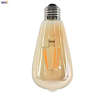 IWHD Bombilla светодиодный Эдисон лампы E27 4 Вт ST64 Lampara Винтаж подвесной светильник в стиле ретро лампочки для дома ампула лампа промышленный декоративный светильник
