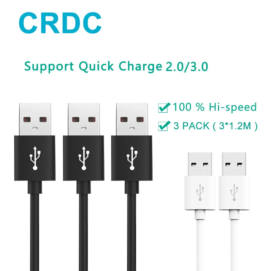 CRDC 3 шт(3x1,2 м) микро USB кабель 480 Мбит/с 2A Быстрая зарядка 3,0/2,0 быстрое зарядное устройство кабель для samsung Xiaomi power Bank и т. Д