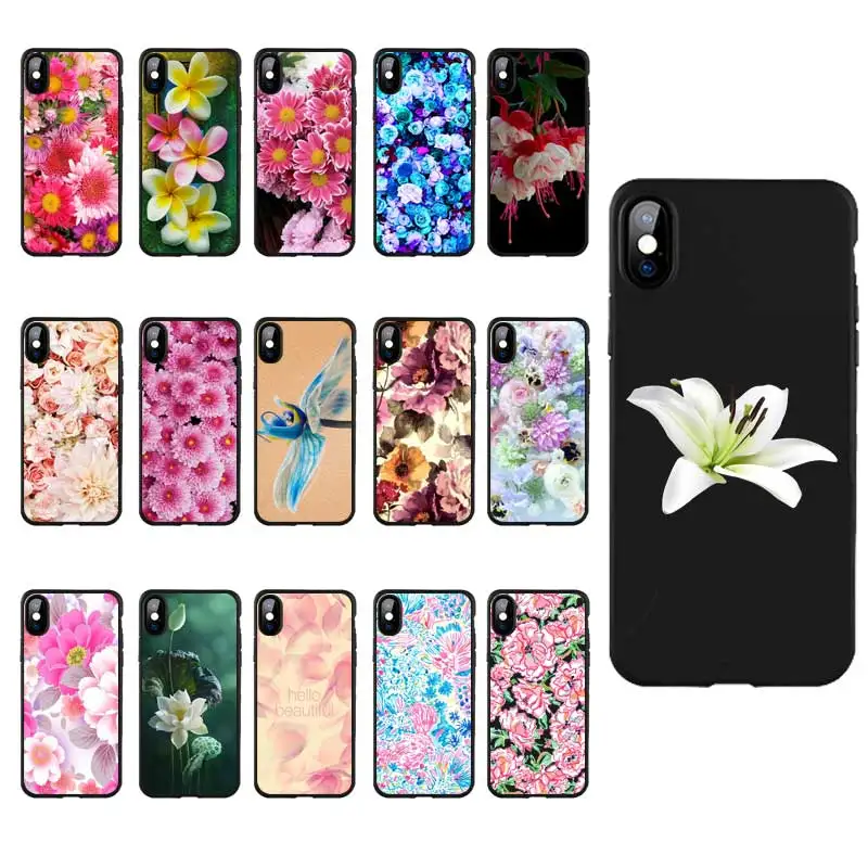 M166 красивый цветочный Черный силиконовый чехол для Apple iPhone 11 Pro XR XS Max X 8 7 6 6S Plus 5 5S 5G