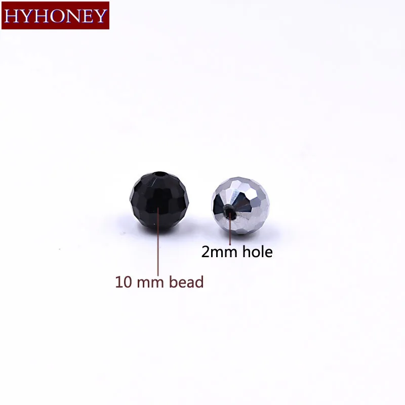 Кристаллический стеклянный бисер HYHONEY 30 шт./лот 10 мм серебристый черный цвет для