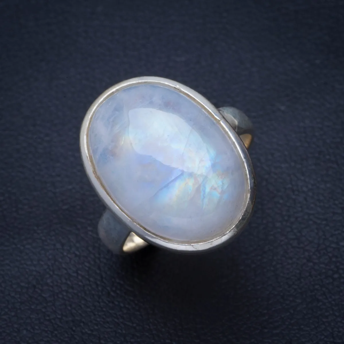 

Natural Rainbow Moonstone Handmade Unique 925 Sterling Silver Ring 6.25 B1431