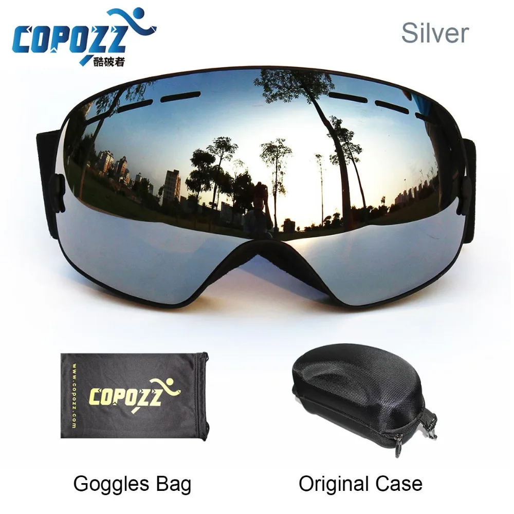 COPOZZ ski goggles double lens UV anti fog big spherical font b skiing b font snowboarding