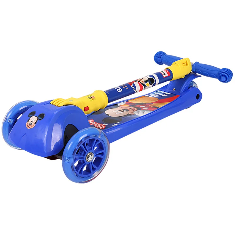 Disney Children's Scooter Tricycles For Children Tricycle Folding Scooter Adjustable Height PU Wheel Wheel Flashing 3-10year old