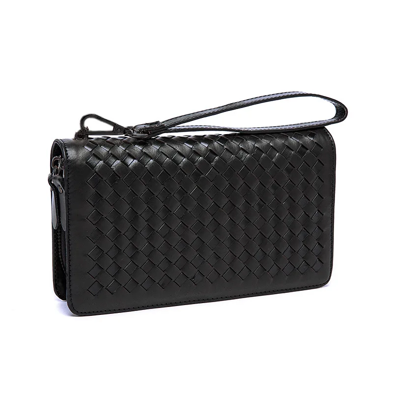 

YISHEN Genuine Leather Men Wallets High-Grade Weaving Design Long Wallets Zipper Male Clutch Wallet Men Purse Clutch Bag MLT9063