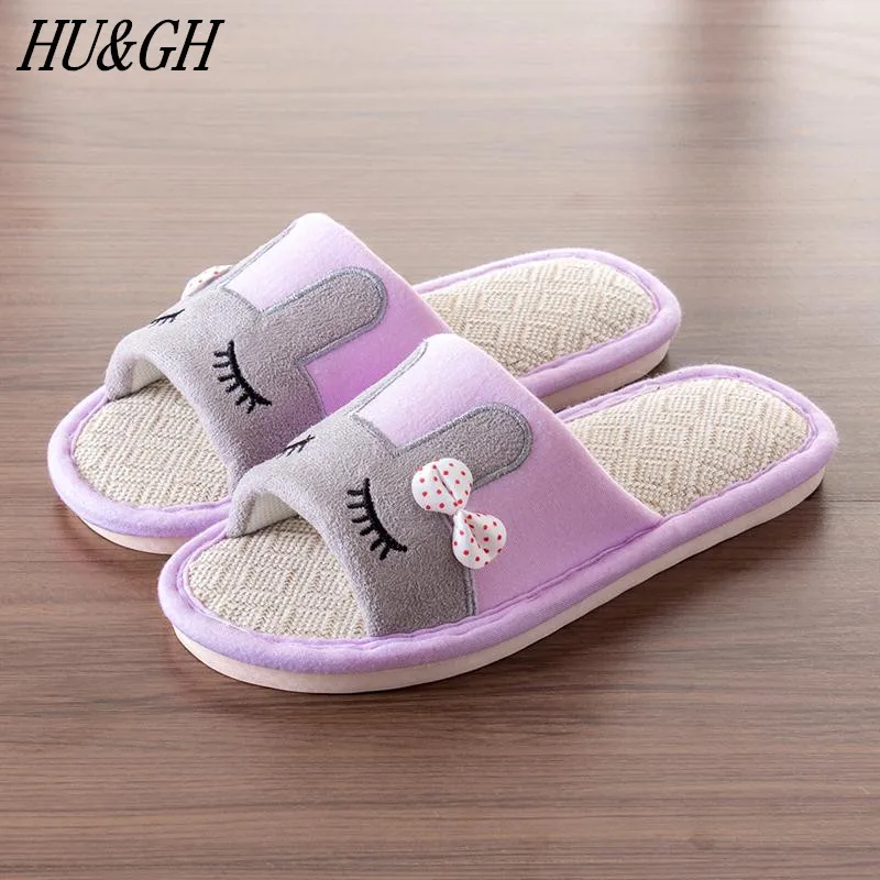 

2017 couples cotton and flax slippers, the four seasons of indoor soft bottom floor antiskid slippers, fashion cartoon slippers