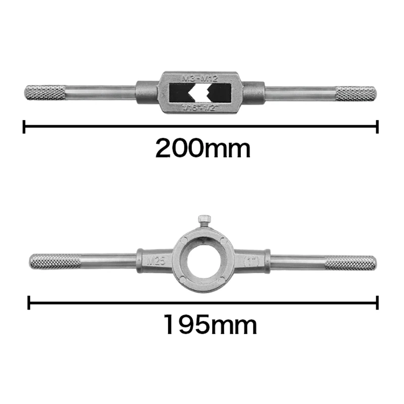 

12Pcs Tap Dies Set Nc Screw Thread Plugs Taps M6 M7 M8 M10 M12 Titanium Plating Hand Screw Taps with Wrench