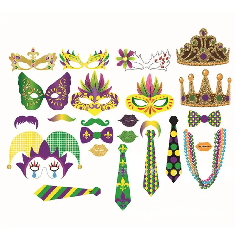 

24 Pcs Colorful Photo Booth Props Kit Party Decoration Photobooth Dress-Up Accessories