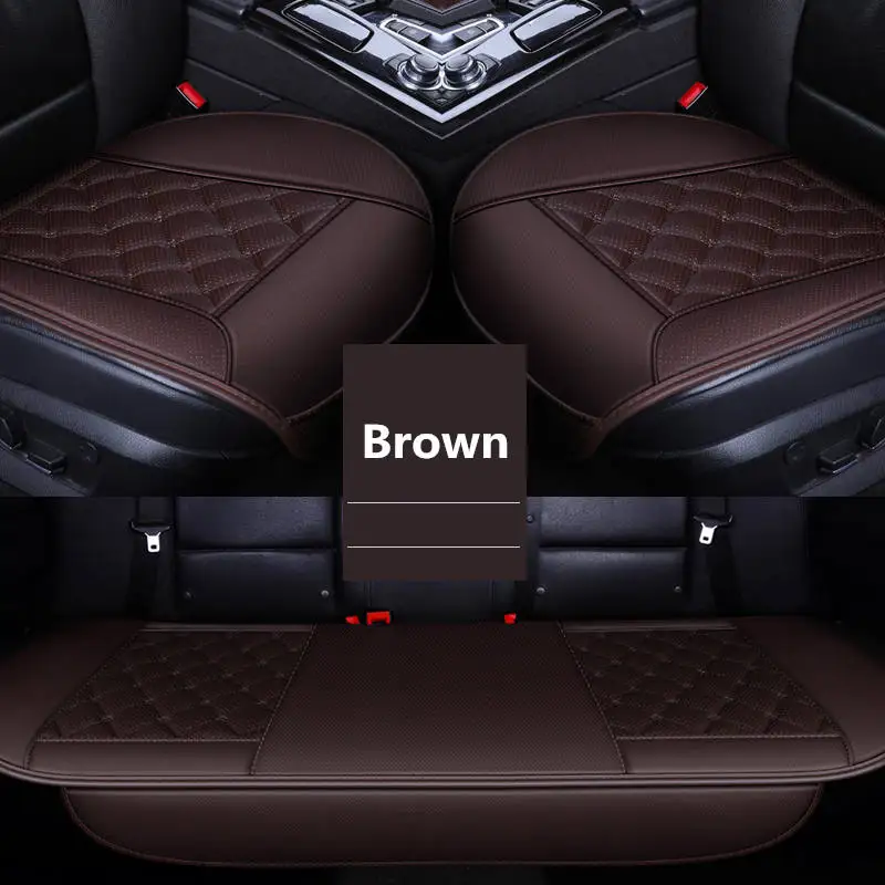 Подушка для автомобильного сиденья, Новая Кожаная подушка для сиденья без спинки, три комплекта дышащей нескользящей подкладки, четыре сезона - Название цвета: Brown 1 Pcs