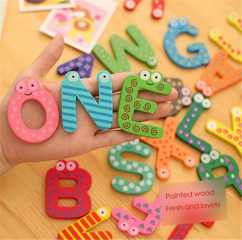 26pcs/set Puzzle English Educational Toy Alphabet Letters Foam Mat for Children Wooden Refrigerator Fridge Magnet | Дом и сад