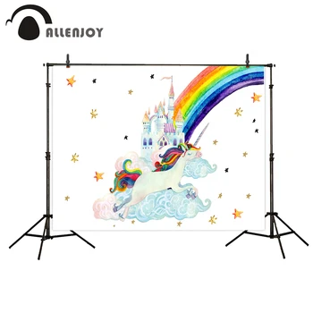 

Allenjoy photography backdrops unicorn backdrop Rainbow Castle Stars for Children Photophone photography photo booth photography