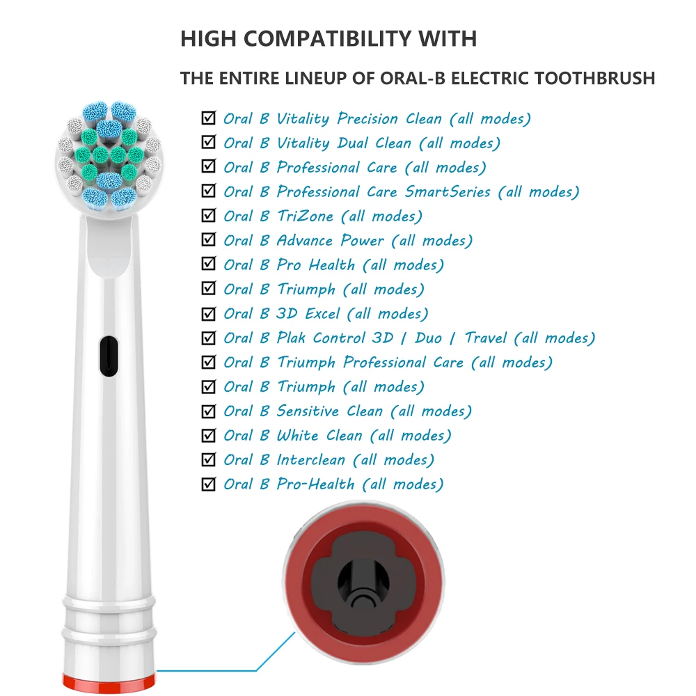 Сменные насадки для зубной щетки Oral B 4 шт. Advance Power/Pro Health/Triumph/3D Excel/Vitality Precision
