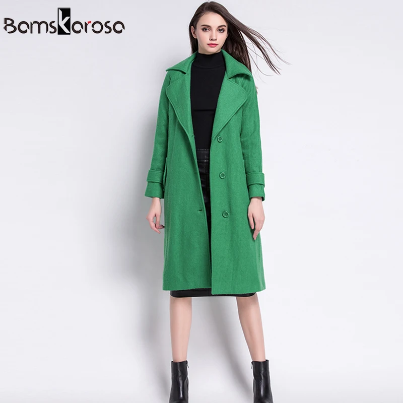 Et Feminino Femmes Chaud Outwear Laine Green Manteaux 2018 Mélanges red Épaissir Nouveau Casaco D'hiver Manteau Vestes Femle violet Mince Longue AOaqw8tz