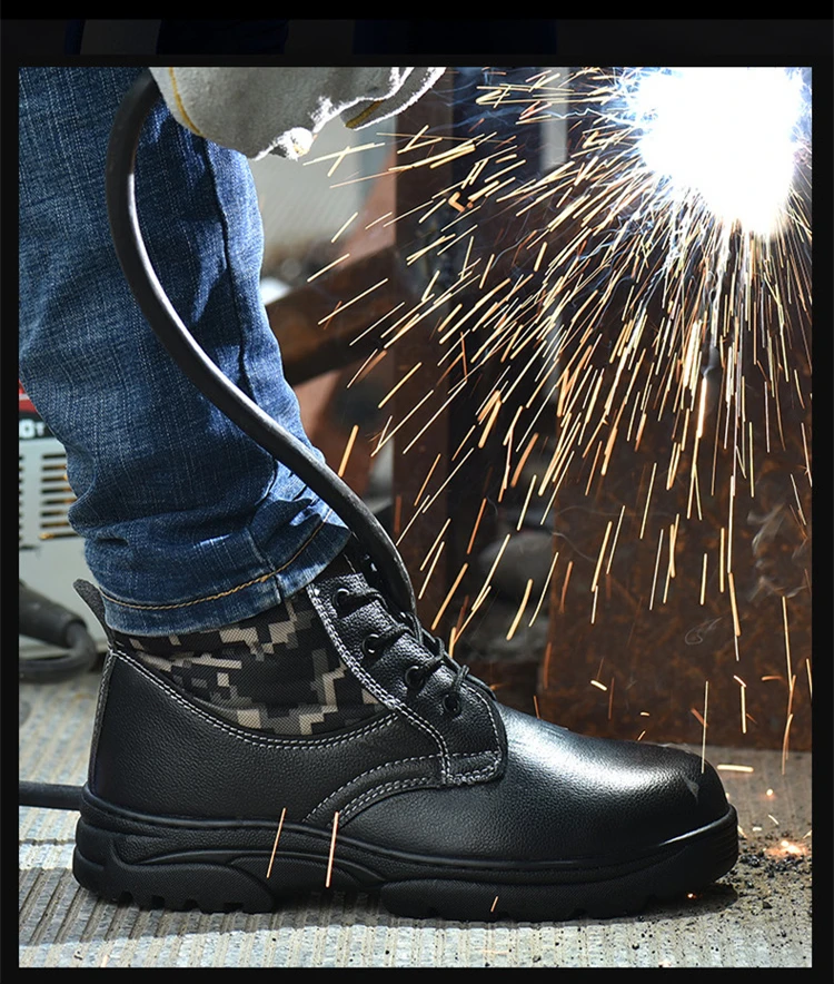 Строительные мужские уличные теплые рабочие ботинки со стальным носком Мужская камуфляжная защитная обувь с защитой от проколов мужские зимние ботинки 36-46