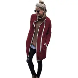 2019 осенняя и зимняя толстовка модная повседневная женская теплая длинная рубашка на молнии куртка с капюшоном пальто женская одежда s-xl