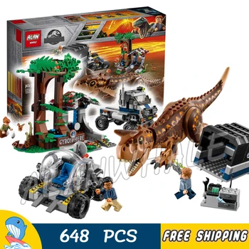 

648Pcs Jurassic World Carnotaurus Gyrosphere Escape Velociraptor Figure Building Blocks Dinosaur Toys Compatible With lago