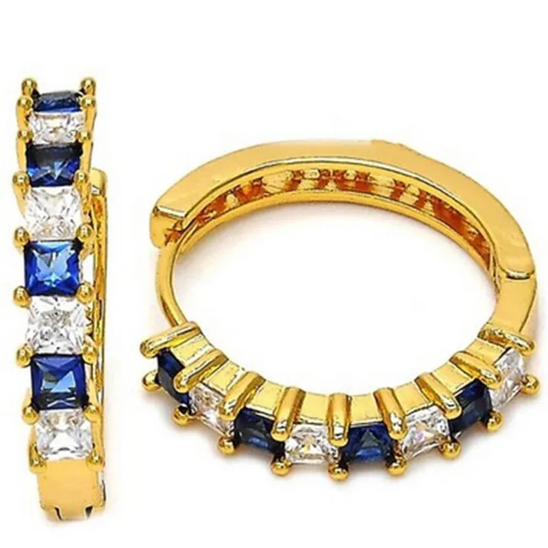 

Vecalon Hollow earring Princess cut AAAAA Cz 925 Sterling silver Party wedding Hoop Earrings for women Bridal Jewelry