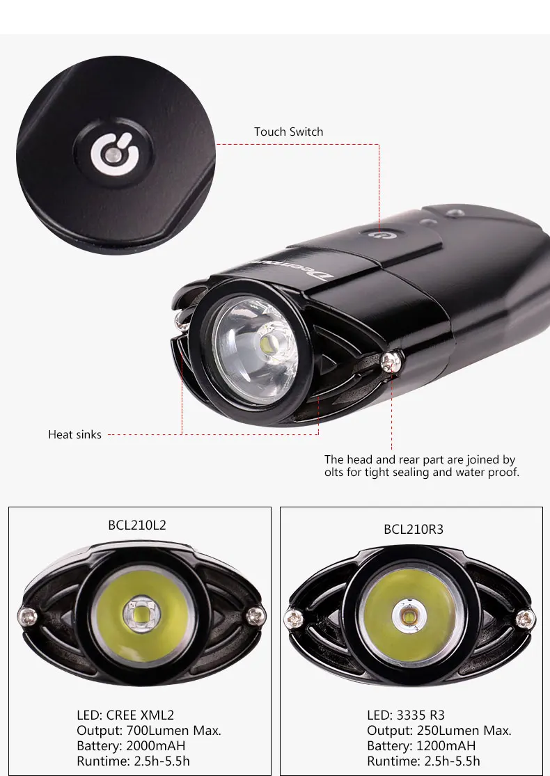 Sale Deemount BCL-210 Bicycle Headlight Cycling R3 L2 LED Front Lighting USB Charge Touch Switch Water Proof Handlebar Lantern 2 Sale Deemount BCL-210 Bicycle Headlight Cycling R3 L2 LED Front Lighting USB Charge Touch Switch Water Proof Handlebar Lantern 2